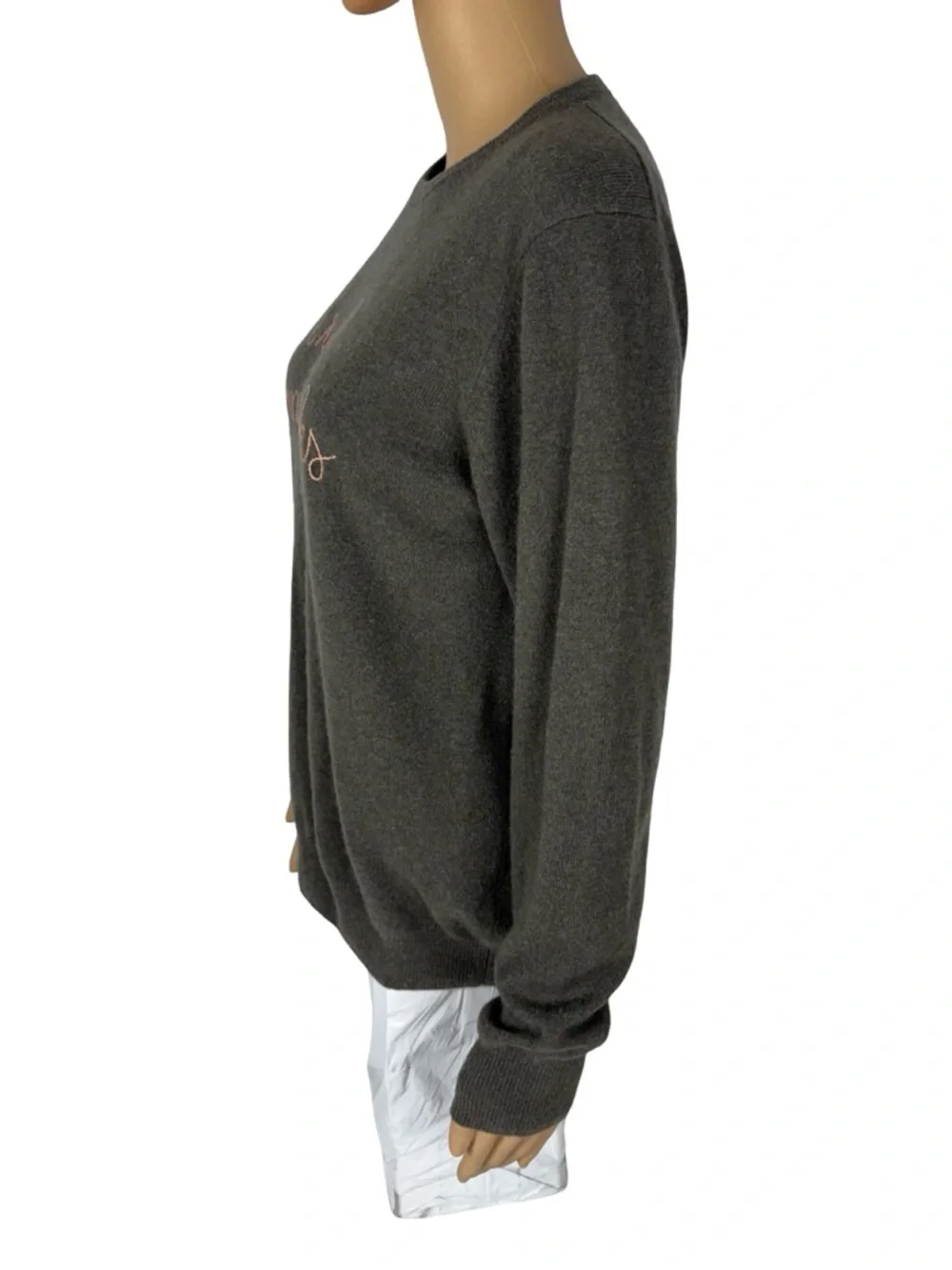 Lingua Franca "i read banned books" Cashmere Womens Large Sweater Gray Crewneck - Picture 3 of 9